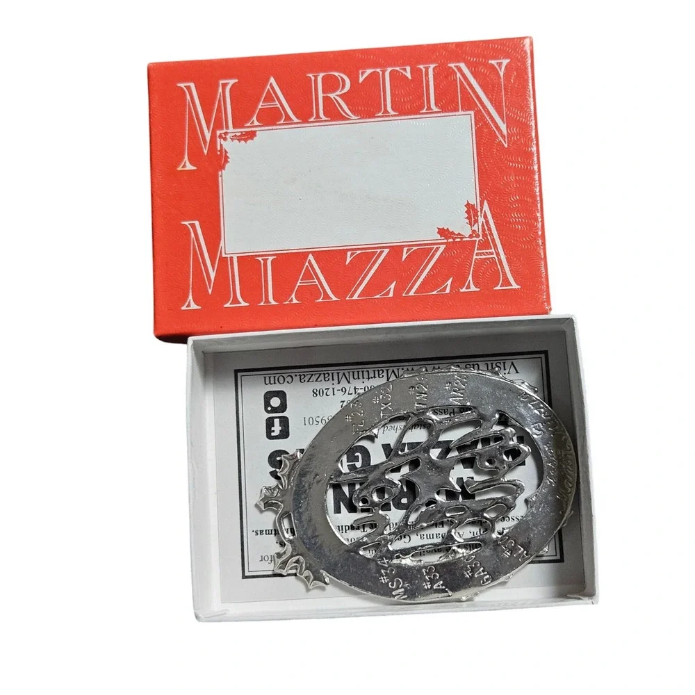 Martin Miazza 2021 Joy to the World Pewter Christmas Ornament Holly Oval w/ Box